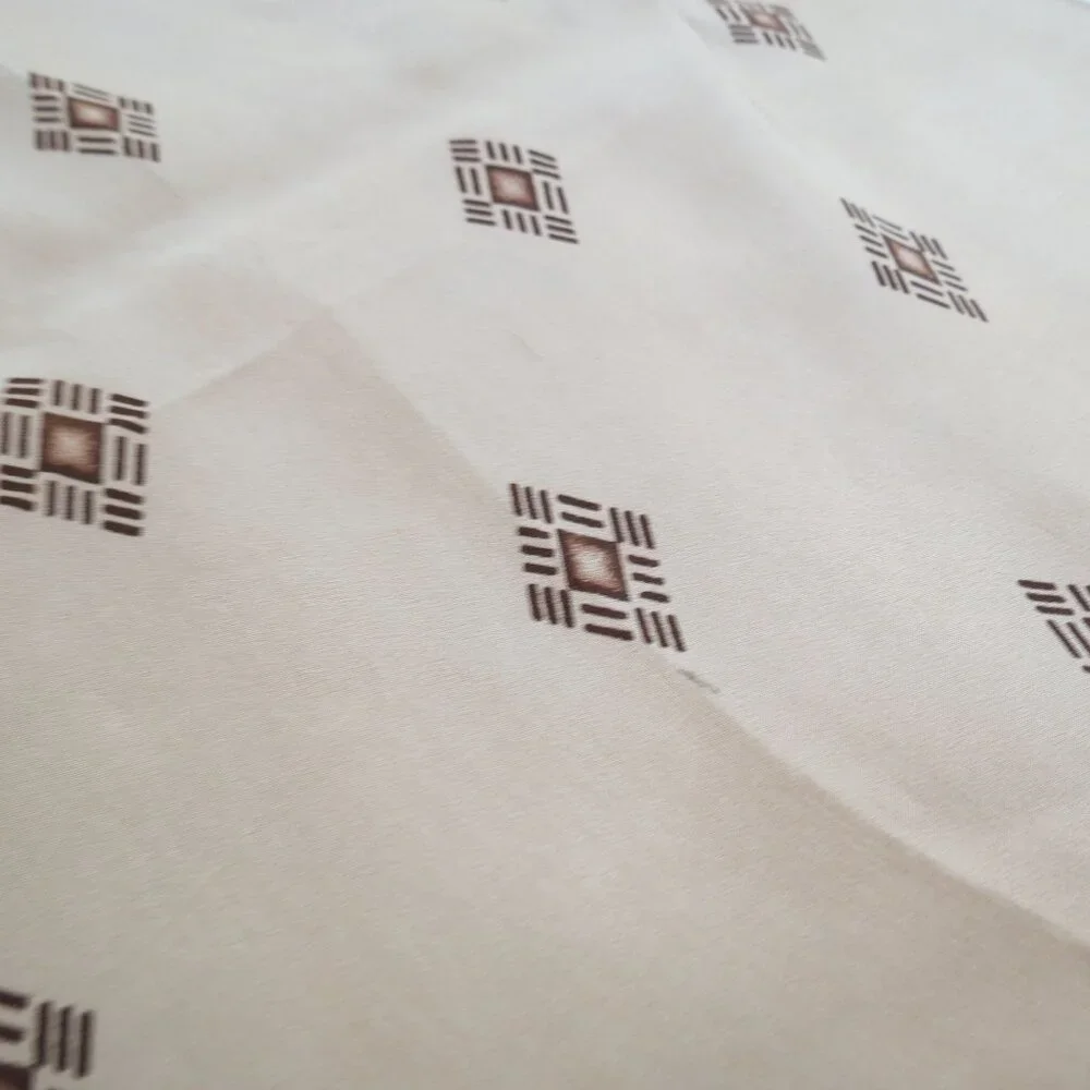 VINTAGE Tan & Brown Art Deco Long Rayon Scarf